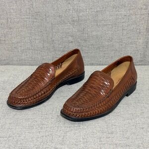 Brass Boot Walking Gloves Mens 8.5 M Brown Woven Leather Loafers